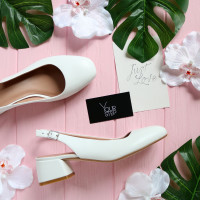 Босоніжки з білої шкіри на підборах Арт. 456-4/53Ок