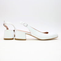 Босоніжки з білої шкіри на підборах Арт. 456-4/53Ок