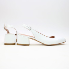 Босоніжки з білої шкіри на підборах Арт. 456-4/53Ок