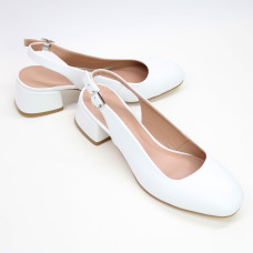 Босоніжки з білої шкіри на підборах Арт. 456-4/53Ок