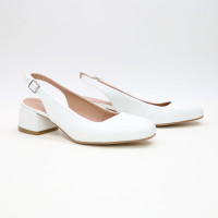 Босоніжки з білої шкіри на підборах Арт. 456-4/53Ок