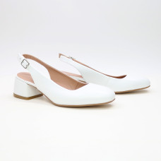 Босоніжки з білої шкіри на підборах Арт. 456-4/53Ок