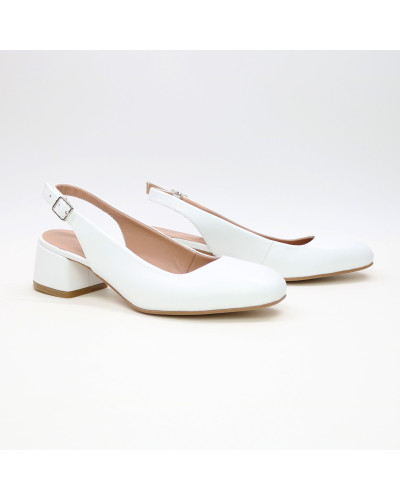 Босоніжки з білої шкіри на підборах Арт. 456-4/53Ок