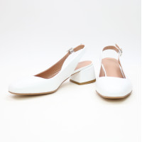 Босоніжки з білої шкіри на підборах Арт. 456-4/53Ок