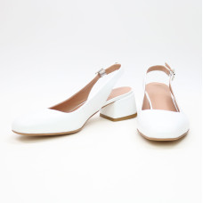 Босоніжки з білої шкіри на підборах Арт. 456-4/53Ок