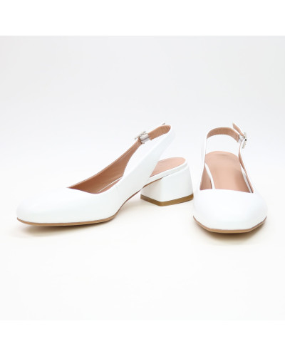 Босоніжки з білої шкіри на підборах Арт. 456-4/53Ок