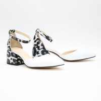 Босоніжки з білої шкіри на підборах Арт. 657-4/w324Ок