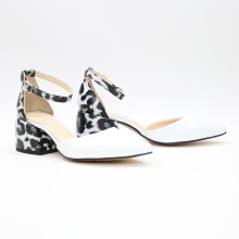 Босоніжки з білої шкіри на підборах Арт. 657-4/w324Ок