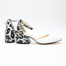 Босоніжки з білої шкіри на підборах Арт. 657-4/w324Ок