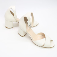 Босоніжки з бежевої шкіри на підборах Арт. 605-10/45Ок