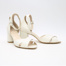 Босоніжки з бежевої шкіри на підборах Арт. 605-10/45Ок