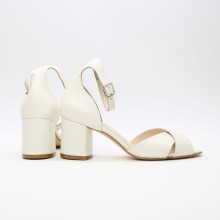 Босоніжки з бежевої шкіри на підборах Арт. 605-10/45Ок