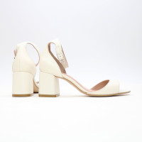 Босоніжки з бежевої шкіри на підборах Арт. 605-11/47Ок