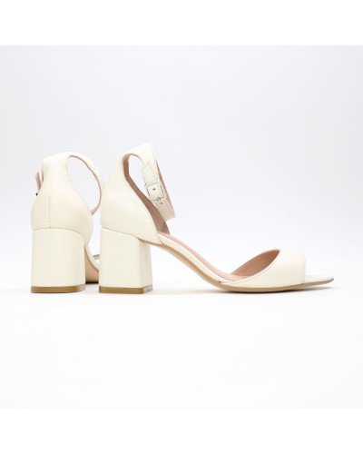 Босоніжки з бежевої шкіри на підборах Арт. 605-11/47Ок