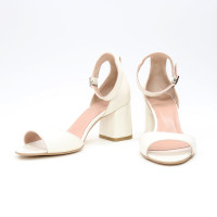 Босоніжки з бежевої шкіри на підборах Арт. 605-11/47Ок