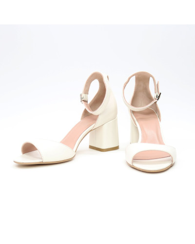 Босоніжки з бежевої шкіри на підборах Арт. 605-11/47Ок