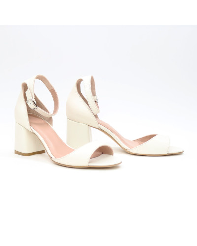 Босоніжки з бежевої шкіри на підборах Арт. 605-11/47Ок