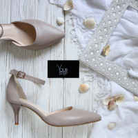 Босоніжки з бежевої шкіри з гострим носом Арт. 657-4/36