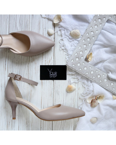 Босоніжки з бежевої шкіри з гострим носом Арт. 657-4/36