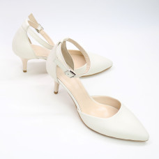 Босоніжки з бежевої шкіри з гострим носом Арт. 657-4/36