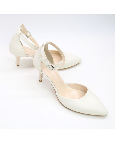 Босоніжки з бежевої шкіри з гострим носом Арт. 657-4/36