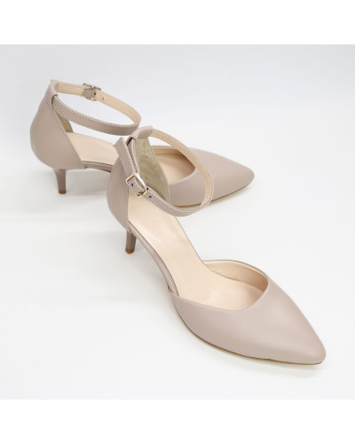 Босоніжки з бежевої шкіри з гострим носом Арт. 657-4/36