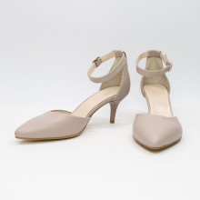 Босоніжки з бежевої шкіри з гострим носом Арт. 657-4/36