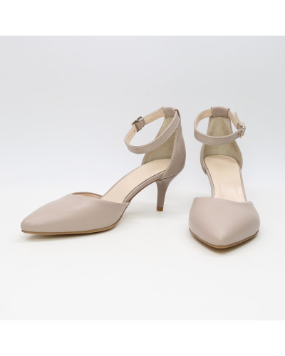 Босоніжки з бежевої шкіри з гострим носом Арт. 657-4/36