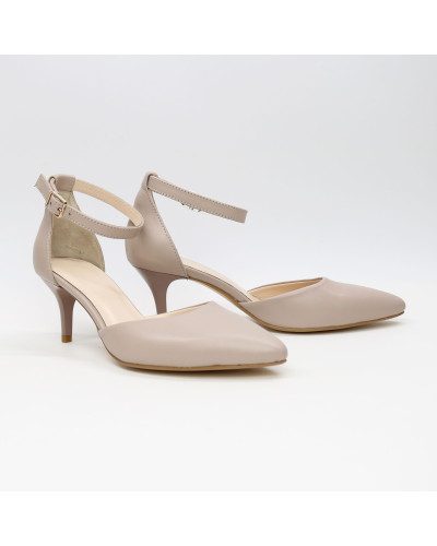 Босоніжки з бежевої шкіри з гострим носом Арт. 657-4/36