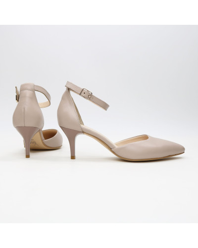 Босоніжки з бежевої шкіри з гострим носом Арт. 657-4/36