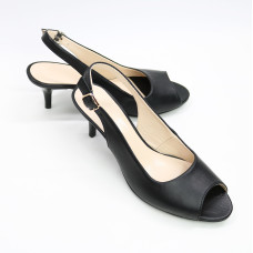 Босоніжки з чорної шкіри на шпильці Арт. 605-9/36
