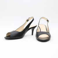 Босоніжки з чорної шкіри на шпильці Арт. 605-9/36