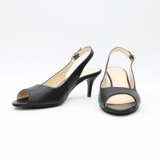 Босоніжки з чорної шкіри на шпильці Арт. 605-9/36