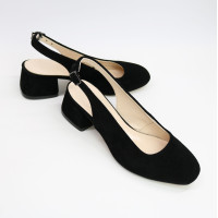 Босоніжки з чорної замші на підборах Арт. 456-4/53Ок