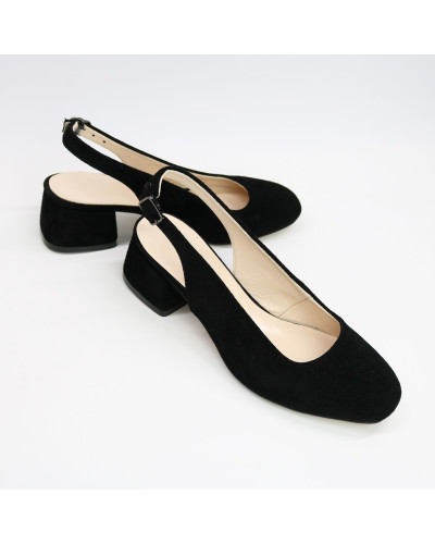 Босоніжки з чорної замші на підборах Арт. 456-4/53Ок