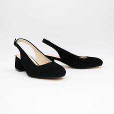 Босоніжки з чорної замші на підборах Арт. 456-4/53Ок