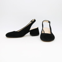 Босоніжки з чорної замші на підборах Арт. 456-4/53Ок