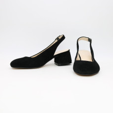 Босоніжки з чорної замші на підборах Арт. 456-4/53Ок