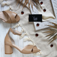 Босоніжки з карамельної шкіри на підборах Арт. 605-10/45Ок