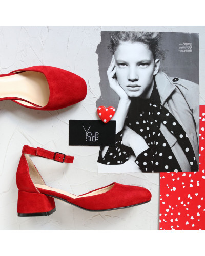 Червоні босоніжки на низьких підборах Арт. 456-5/53Ок