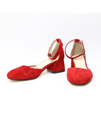 Червоні босоніжки на низьких підборах Арт. 456-5/53Ок