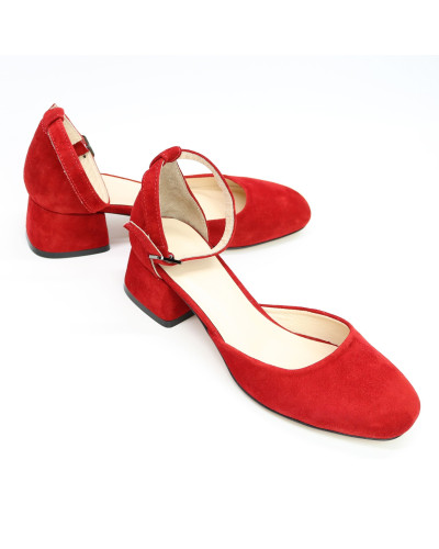 Червоні босоніжки на низьких підборах Арт. 456-5/53Ок