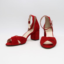 Босоніжки з червоної замші на підборах Арт. 605-10/45Ок