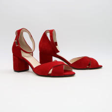 Босоніжки з червоної замші на підборах Арт. 605-10/45Ок