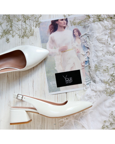 Лакові слінгбеки білого кольору Арт. 457-3/53Ок