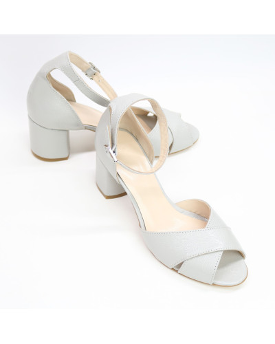 Сірі лакові босоніжки на підборах Арт. 605-10/45Ок