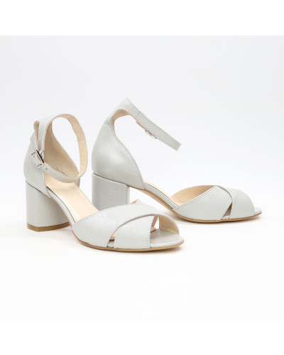 Сірі лакові босоніжки на підборах Арт. 605-10/45Ок