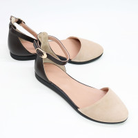 Босоножки из шоколадной кожи и замши оттенка бледный персик Арт. 01-2VG