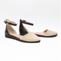 Босоножки из шоколадной кожи и замши оттенка бледный персик Арт. 01-2VG