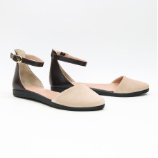 Босоножки из шоколадной кожи и замши оттенка бледный персик Арт. 01-2VG